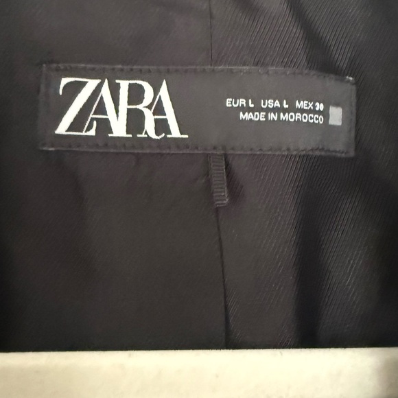 ZARA LINEN BLEND ROLL UP SLEEVE OPEN FRONT BLAZER BLACK SIZE L - Picture 5 of 8